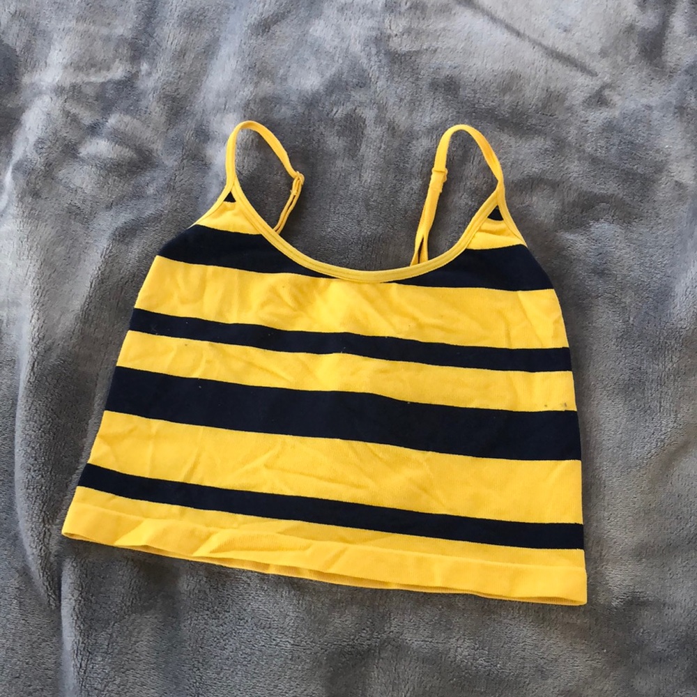 Navy and Gold Stretchy F21 Crop Top